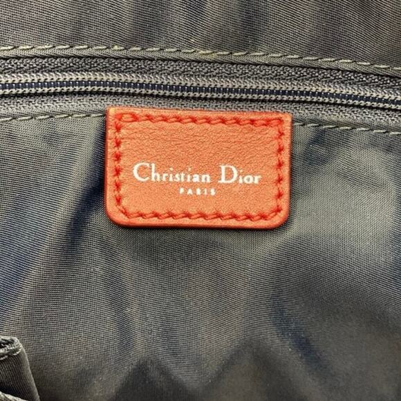 Dior Christian Dior Trotter Handbag Navy Wine Deep Red Leather Jacquard VGUC - Picture 11 of 12